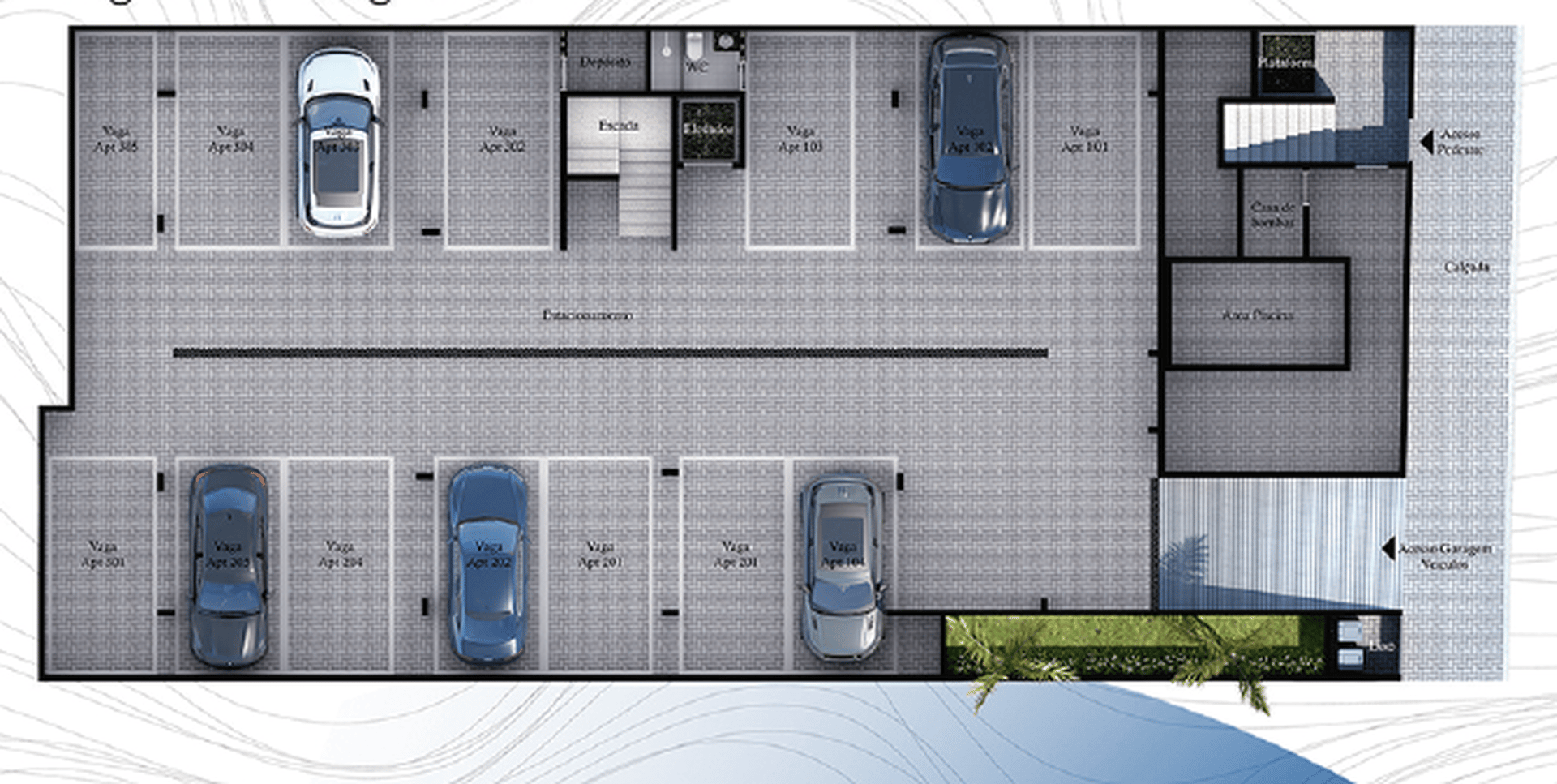 Apartamento à venda em Altiplano Cabo Branco, João Pessoa - SB Imóveis: Pavimento garagem