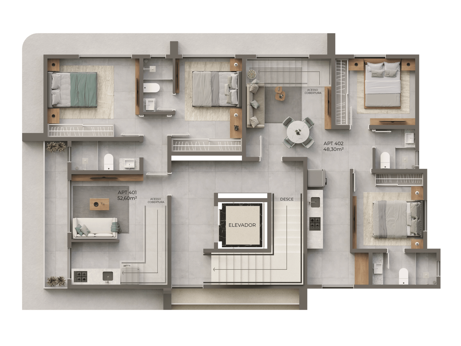 Apartamento à venda em Aeroclube, João Pessoa - SB Imóveis: Pavimento cobertura duplex - inferior